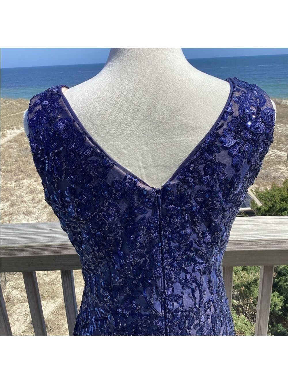 Alex Evenings Navy Sequin Maxi Dress - Picture 6 of 13